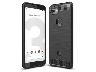 Google Pixel 3a Carbon Gummi Hülle TPU Case schwarz