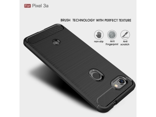 Google Pixel 3a Carbon Gummi Hülle TPU Case schwarz