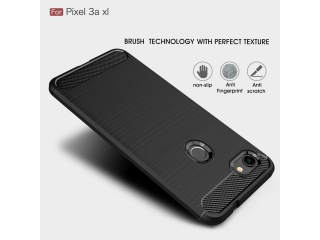 Google Pixel 3a XL Carbon Gummi Hülle TPU Case schwarz