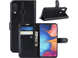 Samsung Galaxy A20e Lederhülle Portemonnaie Karten Etui schwarz