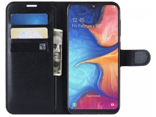 Samsung Galaxy A20e Lederhülle Portemonnaie Karten Etui schwarz
