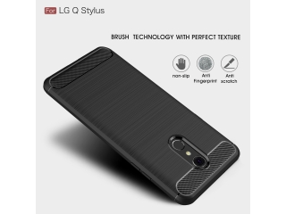 LG Q Stylus Carbon Gummi Hülle TPU Case schwarz