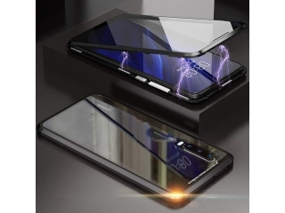 Samsung Galaxy A70 Alu Magnetic Glass Case Panzerglas Vorne & Hinten schwarz
