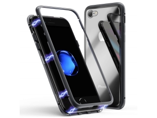 Apple iPhone 7 Alu Magnetic Glass Case Panzerglas Vorne & Hinten schwarz