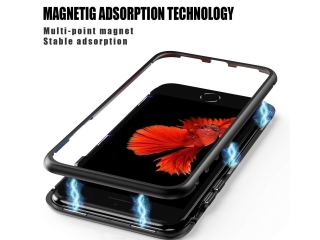 Apple iPhone 7 Alu Magnetic Glass Case Panzerglas Vorne & Hinten schwarz