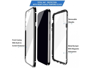 Apple iPhone 6/6S Plus Alu Magnetic Glass Case Panzerglas Vorne & Hinten schwarz
