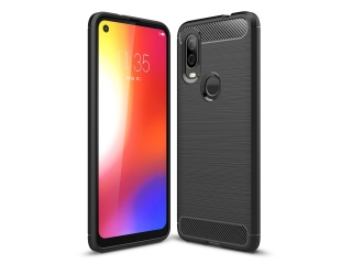 Motorola One Vision Carbon Gummi Hülle TPU Case schwarz