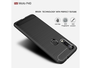 Motorola One Vision Carbon Gummi Hülle TPU Case schwarz