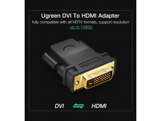 UGREEN HDMI / DVI Adapter - HDMI-Buchse - DVI-Stecker 24+1 pol schwarz