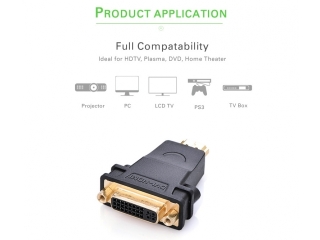 UGREEN DVI / HDMI Adapter - HDMI Stecker - DVI Buchse 24+1 pol schwarz