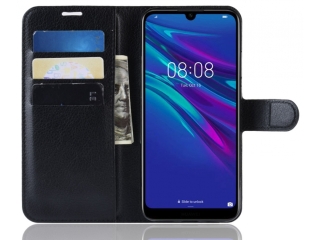 Huawei Y6 2019 Lederhülle Portemonnaie Karten Etui schwarz