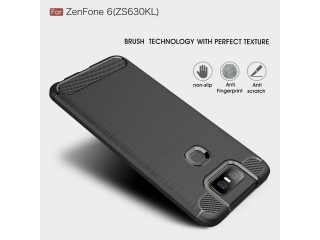 Asus ZenFone 6 Carbon Gummi Hülle TPU Case schwarz