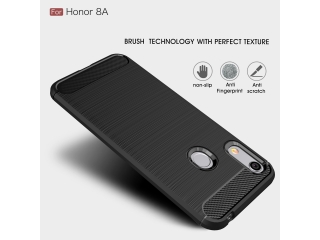 Huawei Y6 2019 Carbon Gummi Hülle TPU Case schwarz