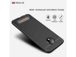 Motorola Moto Z4 Carbon Gummi Hülle TPU Case schwarz