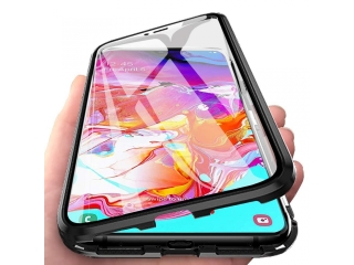 Samsung Galaxy A40 Alu Magnetic Glass Case Panzerglas Vorne & Hinten schwarz