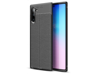 Samsung Galaxy Note10 Leder Design Gummi Hülle TPU Cover schwarz