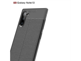 Samsung Galaxy Note10 Leder Design Gummi Hülle TPU Cover schwarz
