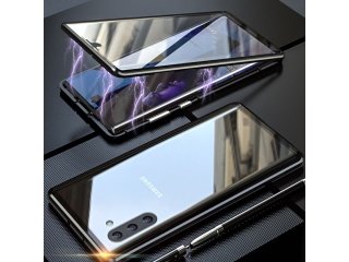 Samsung Galaxy Note10 Alu Magnetic Glass Case Panzerglas Vorne & Hinten schwarz