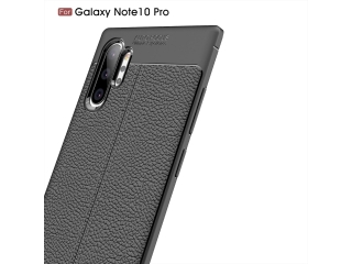 Samsung Galaxy Note10+ Leder Design Gummi Hülle TPU Cover schwarz