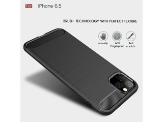 Apple iPhone 11 Pro Max Carbon Gummi Hülle TPU Case schwarz