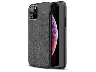 Apple iPhone 11 Pro Leder Design Gummi Hülle TPU Cover schwarz