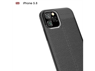 Apple iPhone 11 Pro Leder Design Gummi Hülle TPU Cover schwarz