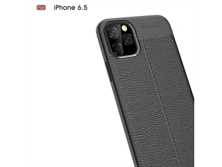 Apple iPhone 11 Pro Max Leder Design Gummi Hülle TPU Cover schwarz