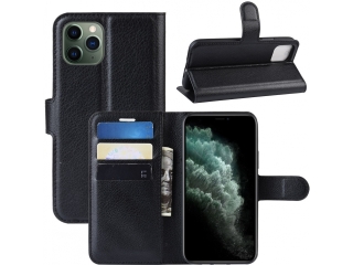 Apple iPhone 11 Pro Max Lederhülle Portemonnaie Karten Etui schwarz