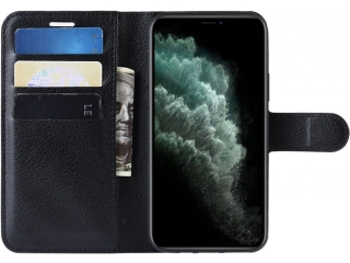 Apple iPhone 11 Pro Max Lederhülle Portemonnaie Karten Etui schwarz