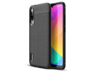 Xiaomi Mi A3 Leder Design Gummi Hülle TPU Cover schwarz