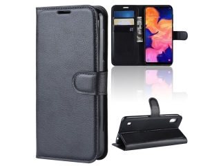 Samsung Galaxy A10 Lederhülle Portemonnaie Karten Etui schwarz
