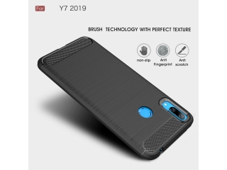 Huawei Y7 2019 Carbon Gummi Hülle TPU Case schwarz