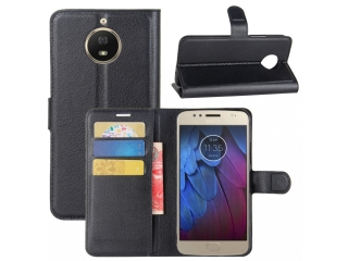 Motorola Moto G5S Lederhülle Portemonnaie Karten Etui schwarz