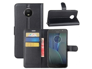 Motorola Moto G5S Plus Lederhülle Portemonnaie Karten Etui schwarz