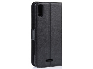 Wiko Y80 Lederhülle Portemonnaie Karten Etui schwarz