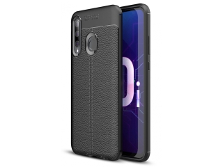 Honor 20 Lite Leder Design Gummi Hülle TPU Cover schwarz