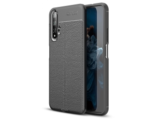 Honor 20 Leder Design Gummi Hülle TPU Cover schwarz