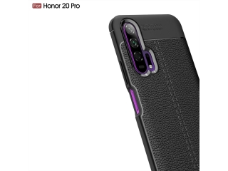 Honor 20 Pro Leder Design Gummi Hülle TPU Cover schwarz