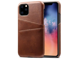 CardCaddy Apple iPhone 11 Pro Leder Backcase mit Kartenfächern braun