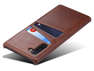 CardCaddy Samsung Galaxy Note10 Leder Backcase mit Kartenfächern braun