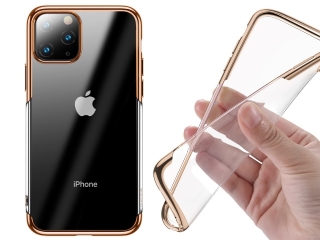 Baseus iPhone 11 Pro Gummi Hülle dünnes 0.8mm Case gold transparent