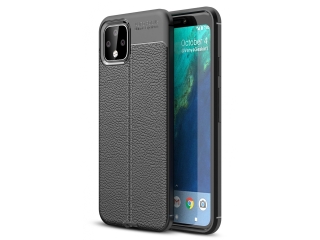 Google Pixel 4 Leder Design Gummi Hülle TPU Cover schwarz