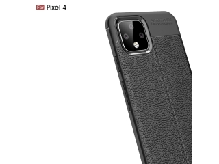 Google Pixel 4 Leder Design Gummi Hülle TPU Cover schwarz