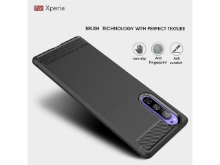 Sony Xperia 5 Carbon Gummi Hülle TPU Case schwarz
