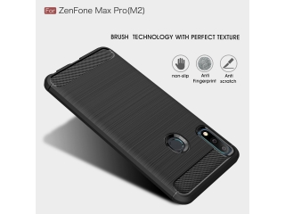 Asus Zenfone Max Pro M2 Carbon Gummi Hülle TPU Case schwarz