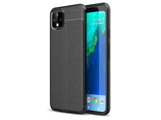 Google Pixel 4 XL Leder Design Gummi Hülle TPU Cover schwarz