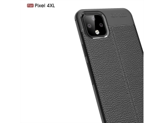 Google Pixel 4 XL Leder Design Gummi Hülle TPU Cover schwarz