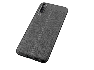 Samsung Galaxy A30s Leder Design Gummi Hülle TPU Cover schwarz