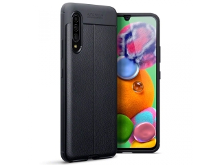 Samsung Galaxy A90 5G Leder Design Gummi Hülle TPU Cover schwarz