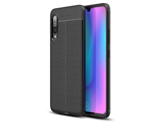Samsung Galaxy A90 5G Leder Design Gummi Hülle TPU Cover schwarz